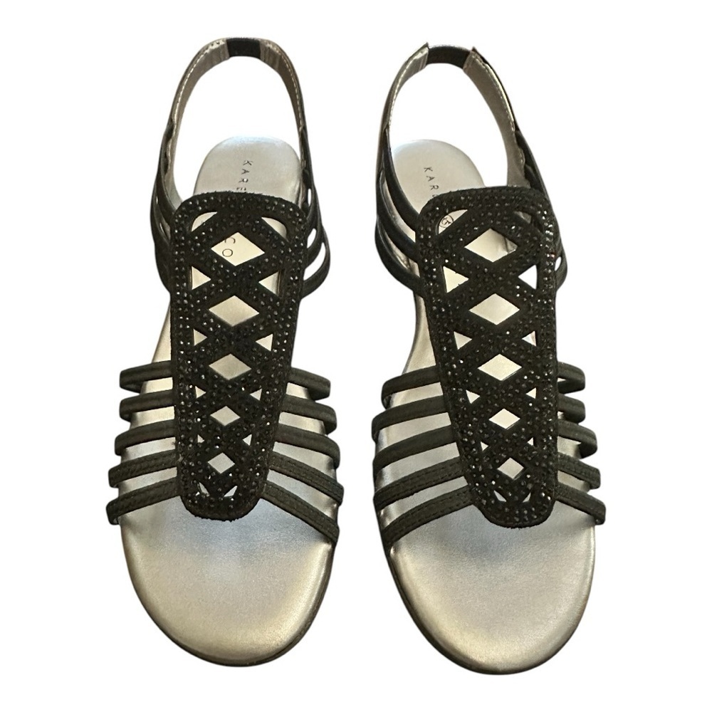 Karen Scott Ellya Embellished Dressy Slingback Sandals - Black - Women Size 7.5